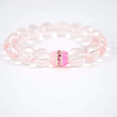 Pink Quartz With Charm Beaded Women's Bracelets - FashionByTeresa